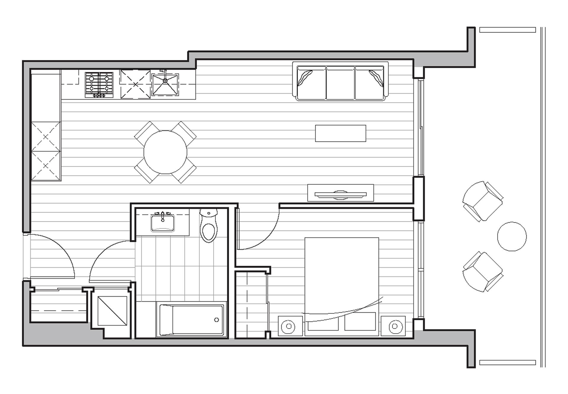 Typical 1 Bedroom floorplan